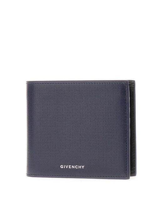 Givenchy Blue Logo Printed Bi-fold Wallet for men