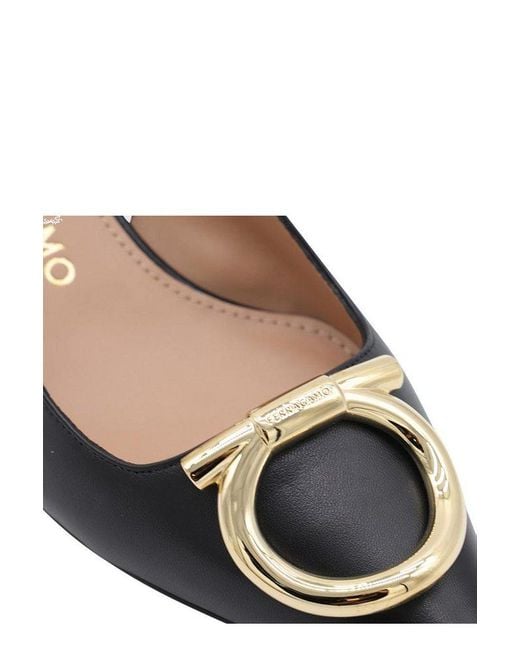 Ferragamo Black Maxi Gancini Slingback Pumps