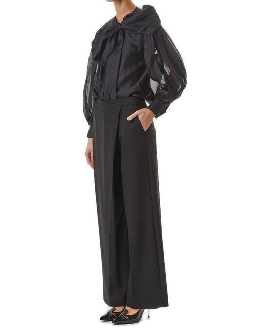 Karl Lagerfeld Gray Wrapped Wide-Leg Trousers