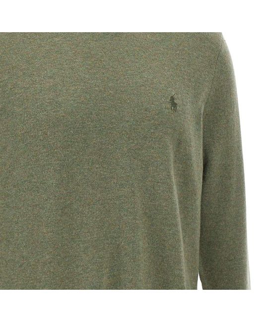 Polo Ralph Lauren Green Logo Embroidered Crewneck Sweater for men