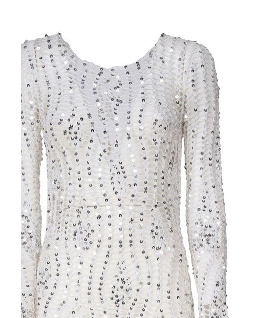retroféte White Cherri Sequin Crochet Dress