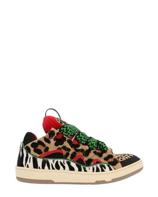 Lanvin Multicolor Curb Leopard Printed Sneakers for men
