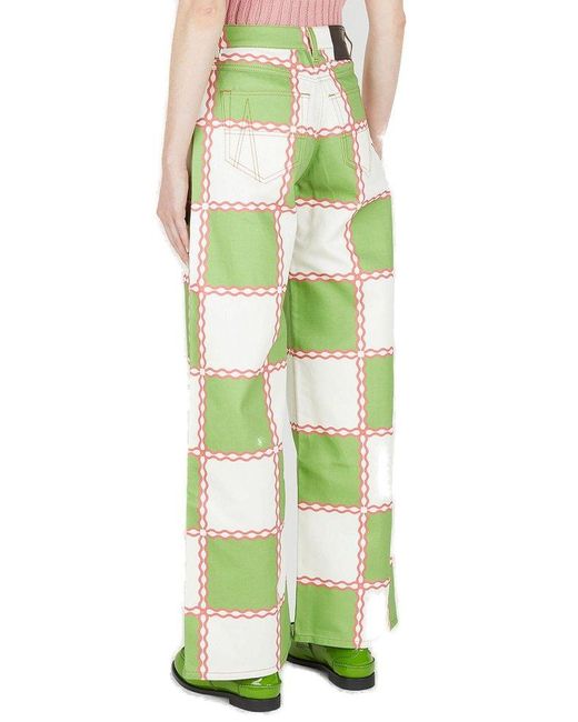 Ahluwalia Green Jade Wide-leg Checkerboard Jeans