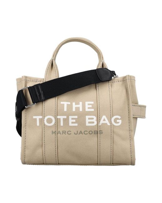 Marc Jacobs Natural Logo Printed Zip-up Small Tote Bag