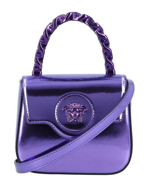 Versace Purple La Medusa Patent Mini Tote Bag
