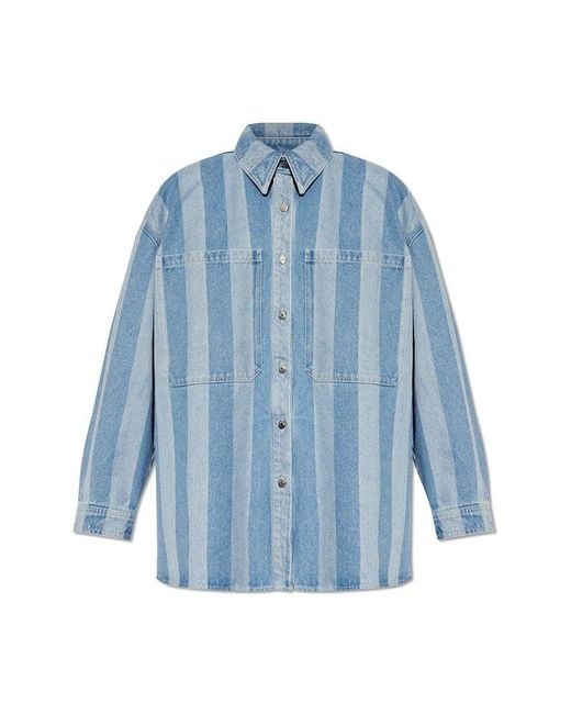 Nanushka Blue 'beaux' Oversize Denim Shirt,
