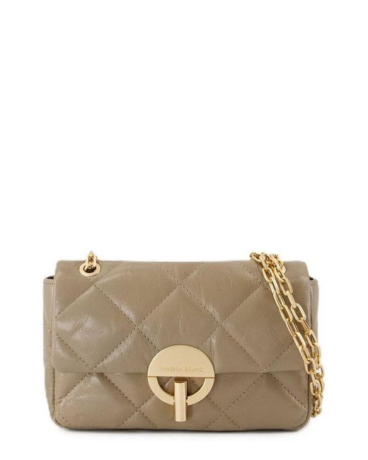 Vanessa Bruno Brown Medium Quilted Moon Shoulder Bag