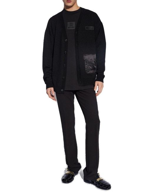 Moschino Black Wool Cardigan With Logo, for men