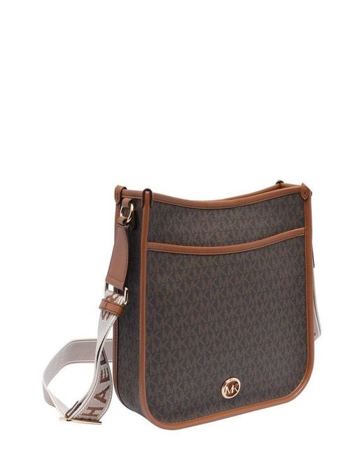 MICHAEL Michael Kors Brown Luisa Large Signature Logo Messenger Bag