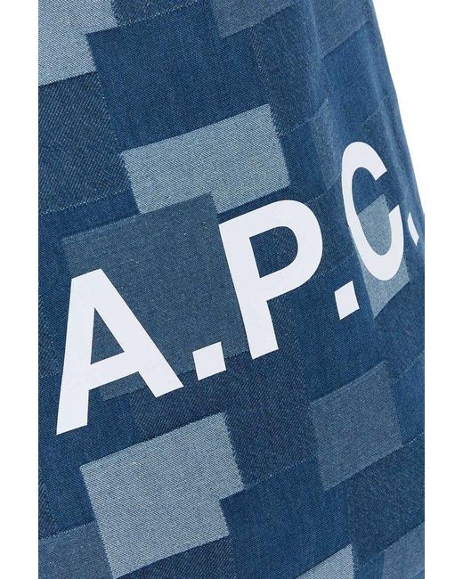 A.P.C. Blue Multicolor Denim Mini Lou Shopping Bag