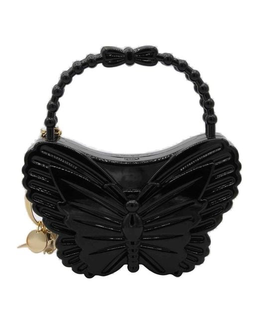 Blumarine Black X Forbitches Butterfly Pendant Tote Bag