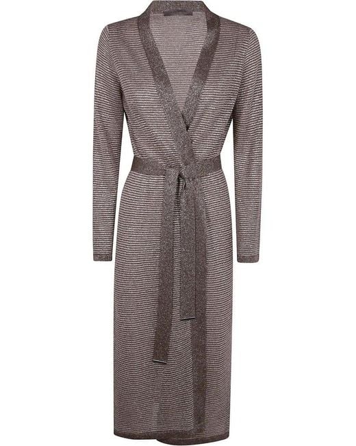 D.exterior Brown Belted Knit Cardigan