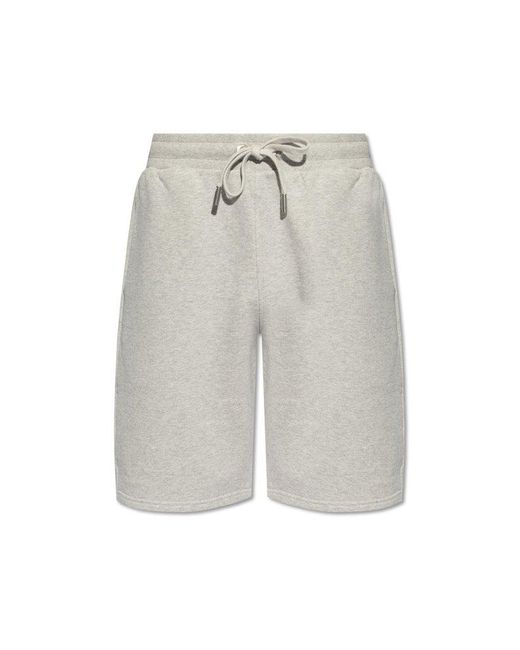 AMI Gray Alexandre Mattiussi Logo Embroidered Drawstring Knitted Shorts for men