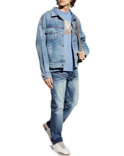 Versace Blue Jeans With Vintage Effect for men