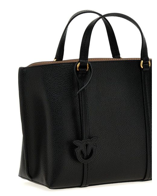 Pinko Black Carrie Leather Tote Bag