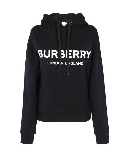 Burberry Black Logo Print Oversized Hoodie