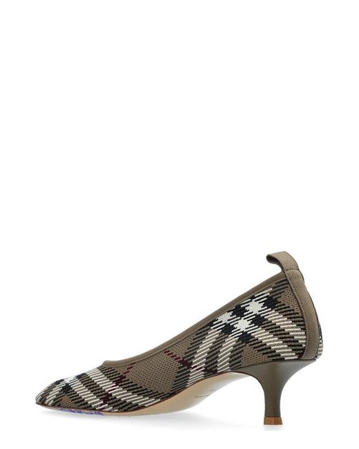 Burberry Brown Checked Square-Toe Pumps