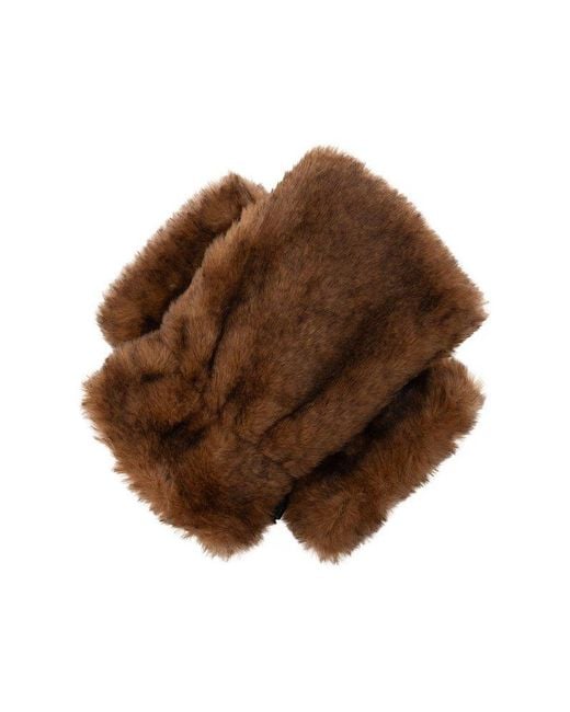 Ugg Brown Faux Fur Fingerless Gloves
