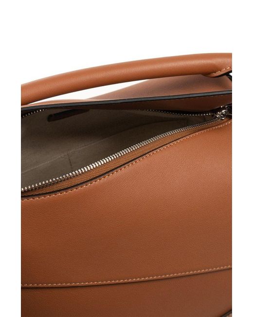 Loewe Brown Puzzle Edge Small Leather Tote Bag