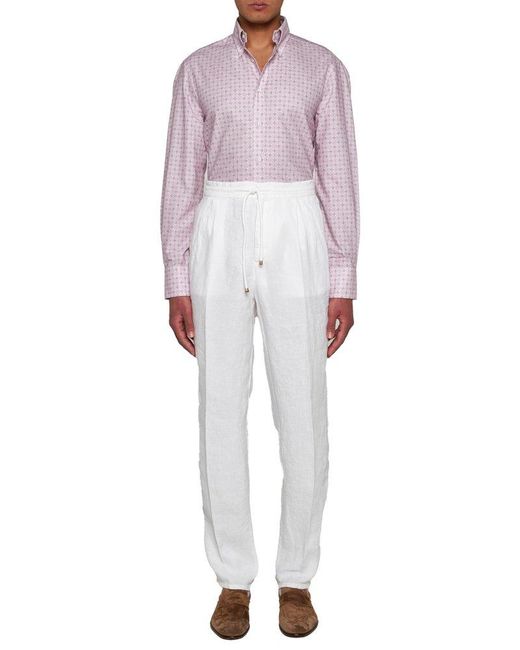 Brunello Cucinelli Pink Print Cotton Shirt for men