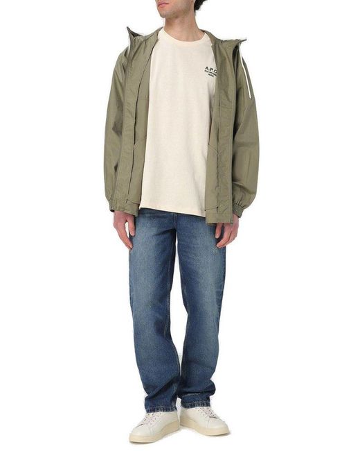 A.P.C. Green Joe Drawstring Hooded Windbreaker for men