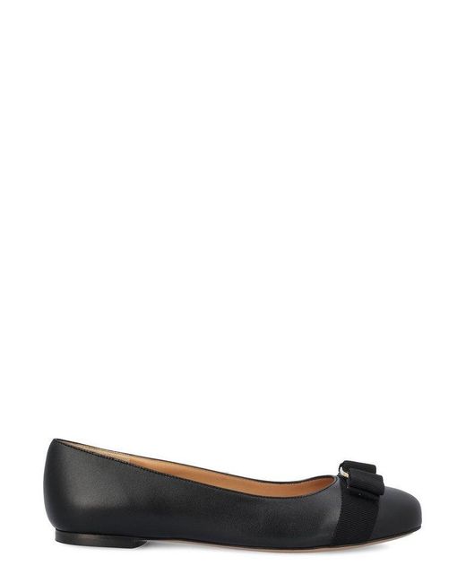 Ferragamo Black Logo-Engraved Flat Shoes