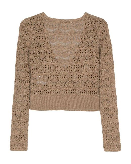 IRO Brown V-Necked Cropped Cardigan