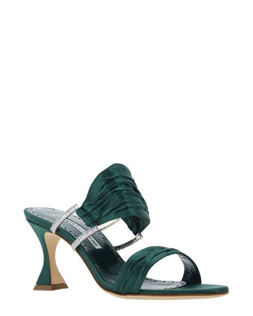 Manolo Blahnik Green Chinap Rone Heeled Sandals