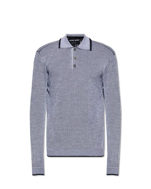 Giorgio Armani Blue Wool Polo Shirt, for men