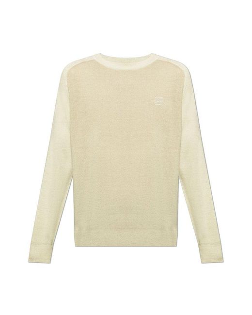 Etro White Logo Embroidered Crewneck Knitted Jumper for men