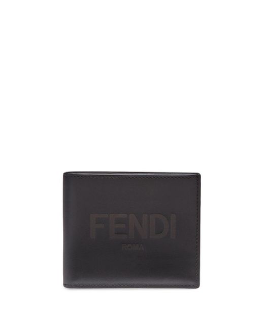 Fendi Leather Embossed Logo Bi-fold Wallet in Black for Men - Save 41% ...
