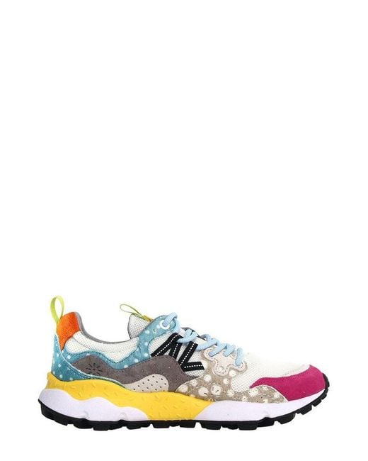 Flower Mountain White Patterned Casual Sneakers