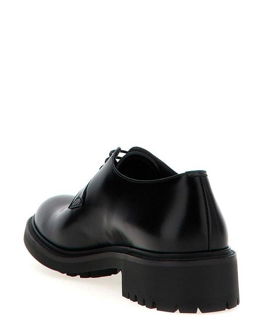 Saint Laurent Black Antoine Round Toe Lace-Up Shoes for men