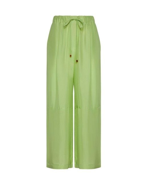 Alysi Green Drawstring Wide-leg Trousers