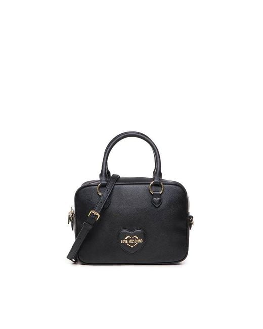Love Moschino Black Tote Bag With Logo Plaque