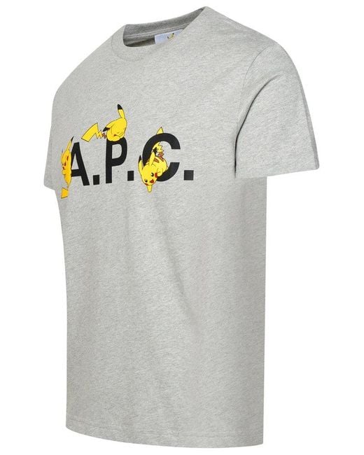 A.P.C. Gray 'pokémon Pikachu' Grey Cotton T-shirt for men