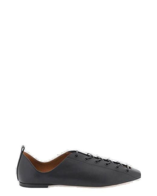 Stella McCartney Black Pointed Toe Lace-up Loafers
