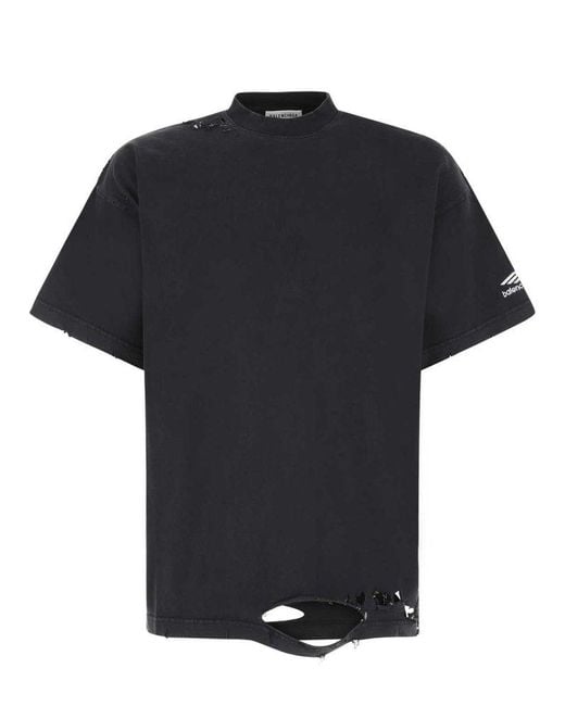 Balenciaga Distressed 3b Icon Oversized T-shirt in Black for Men | Lyst