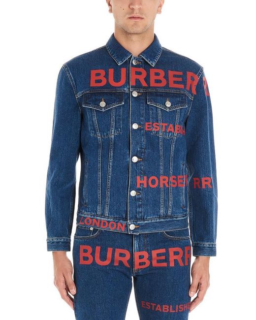 Burberry Horseferry Logo Print Denim Jacket in Blue for Men | Lyst