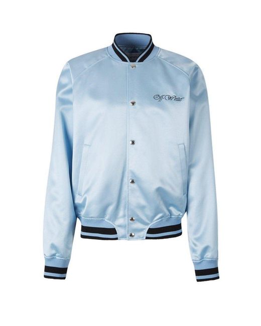 Off-White c/o Virgil Abloh Blue College Straight Hem Bomber Jacket for men