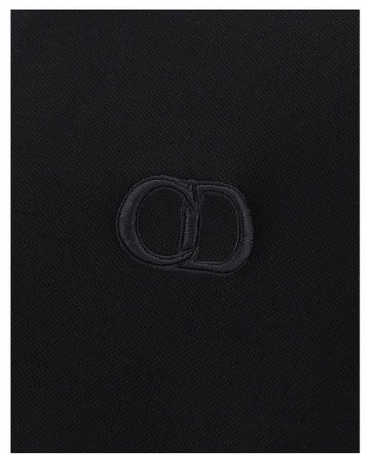 Dior Black Logo Embroidered Polo Shirt for men