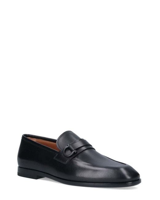 Ferragamo Black Gancini-buckle Slip-on Loafers for men