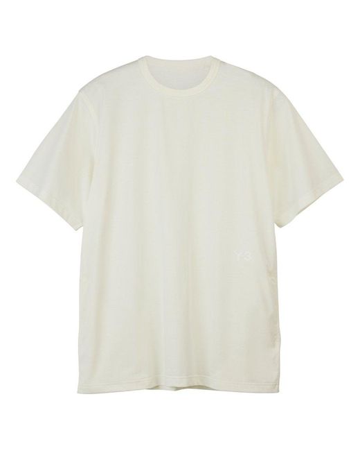 Y-3 White Crewneck Short-sleeved T-shirt for men