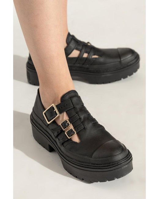 Converse Black Buckle Accent Flat Shoes