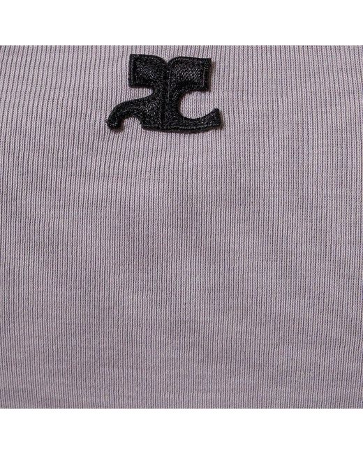 Courreges Purple Logo Embroidered Top