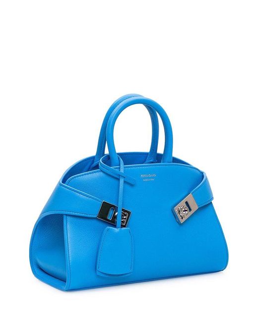 Ferragamo Blue Mini Hug Top Handle Bag