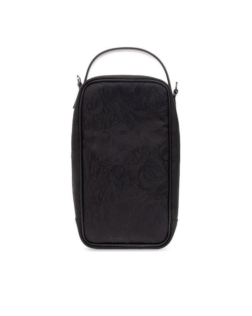 Versace Black Shoulder Bag With 'barocco' Motif, for men
