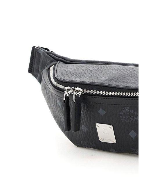 MCM Black Fusten Visetos Small Belt Bag