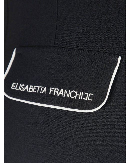 Elisabetta Franchi Blue Contrasted Piping Crêpe Trousers