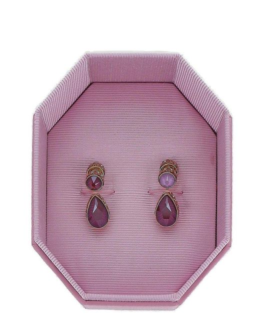 Swarovski Purple Orbita Asymmetrical Drop Earrings